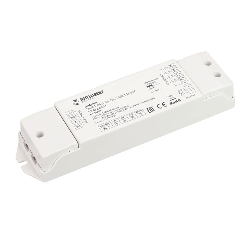 Диммер INTELLIGENT ARLIGHT SMART-DALI-104-72-SH-DT6/DT8-SUF (12-48V, 4x5A) 038158