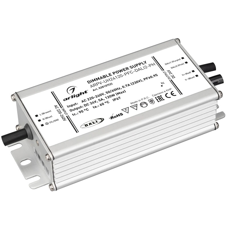 Диммируемый блок питания Arlight ARPV-UH24120-PFC-DALI2-PH (24V, 5.0A, 120W) 028107(2)