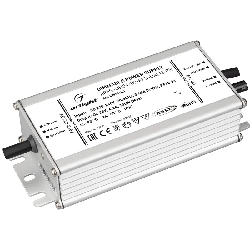 Диммируемый блок питания Arlight ARPV-UH24100-PFC-DALI2-PH (24V, 4.2A, 100W) 029151(2)