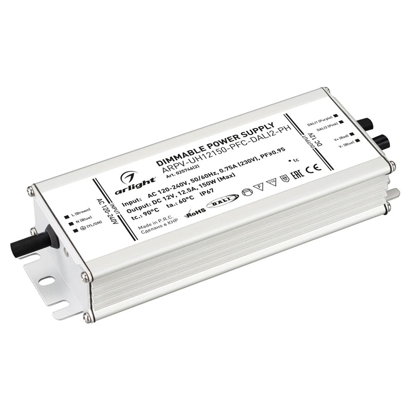 Блок питания ARPV-UH12150-PFC-DALI2-PH (12V, 12.5A, 150W) (Arlight, IP67 Металл, 7 лет) 025746(2)