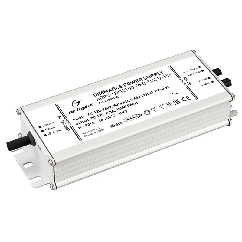 Блок питания ARPV-UH12100-PFC-DALI2-PH (12V, 8.3A, 100W) (Arlight, IP67 Металл, 7 лет) 029513(2)