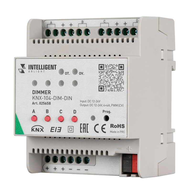 Диммер INTELLIGENT ARLIGHT KNX-104-DIM-DIN (12-24V, 4x4A) 025658