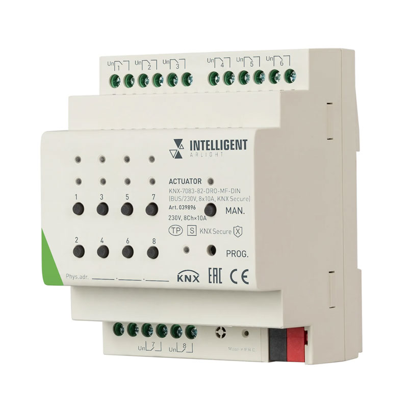 Актуатор INTELLIGENT ARLIGHT KNX-7083-82-DRO-MF-DIN 8x10А, KNX Secure 039896